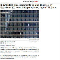 KPMG lider el asesoramiento de 'due diligence' en Espaa en 2023 con 140 operaciones, segn TTR Data